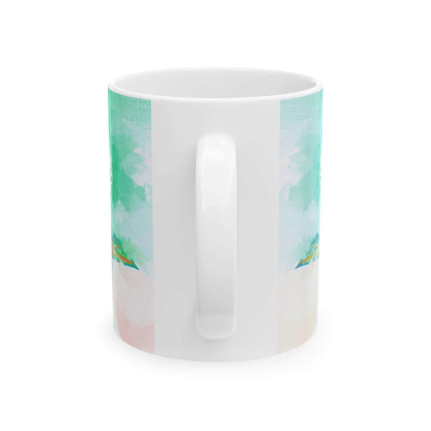 Zinnia Color Splash Mug Blue Green “Dare to Love”