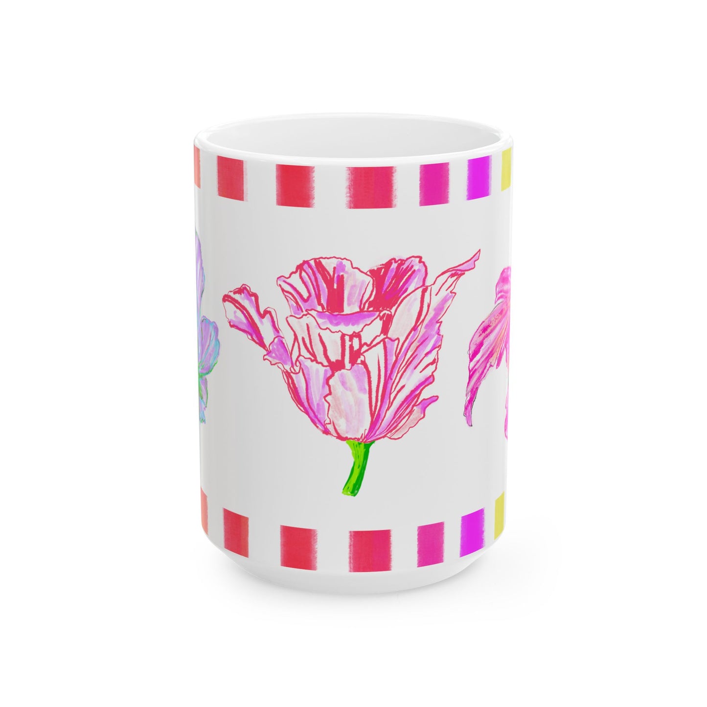 Tulip Love Ceramic Mug, (11oz, 15oz) Lilac, Aqua