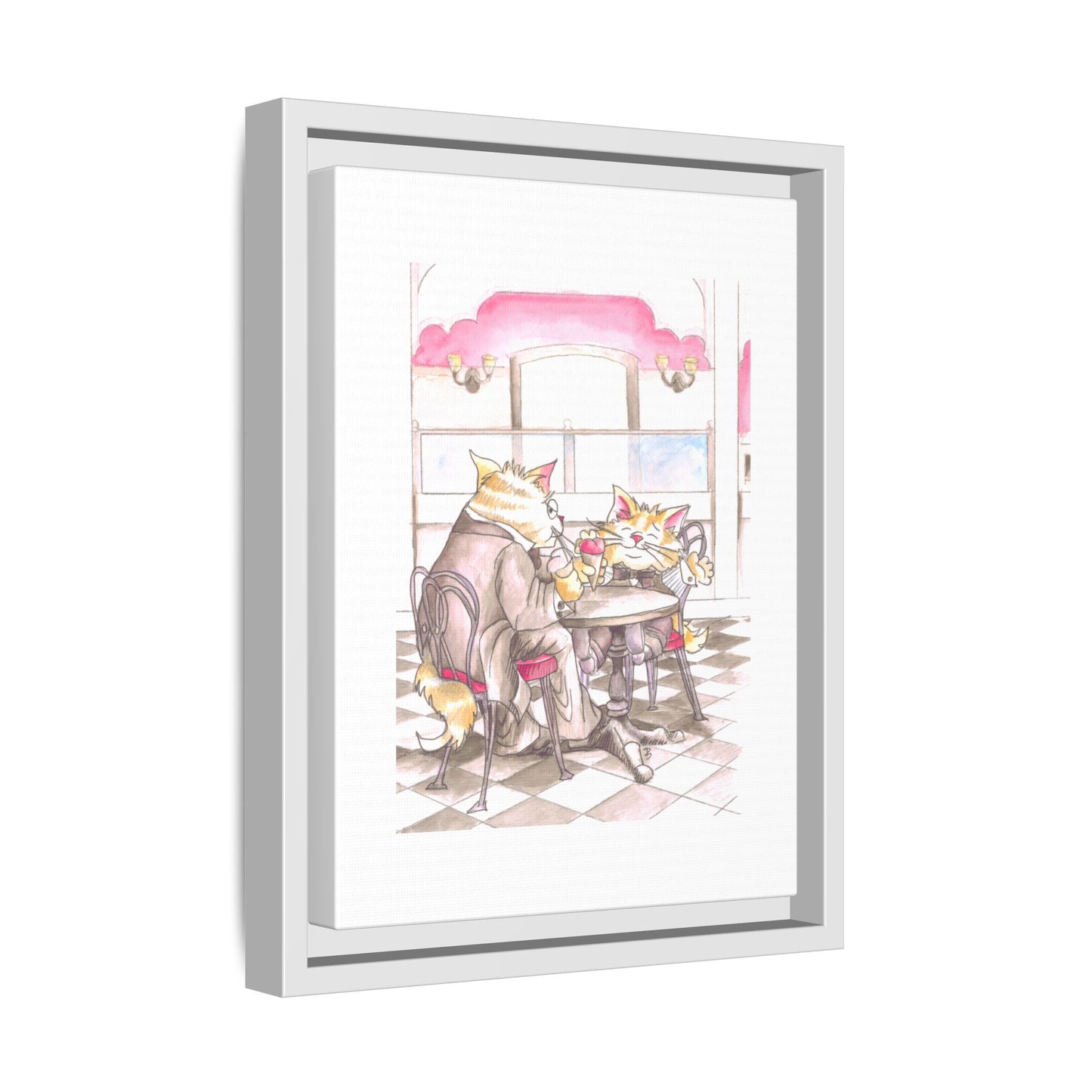 Kitty Fun Matte Canvas Framed