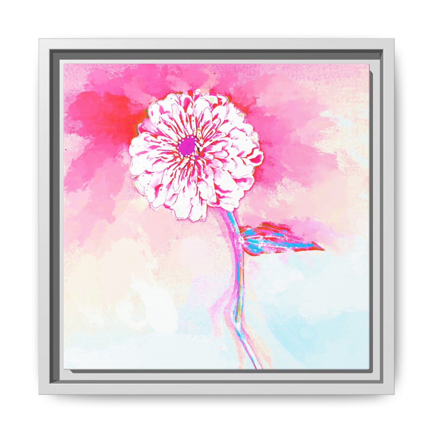 Zinnia Color Splash Matte Canvas Pink Framed