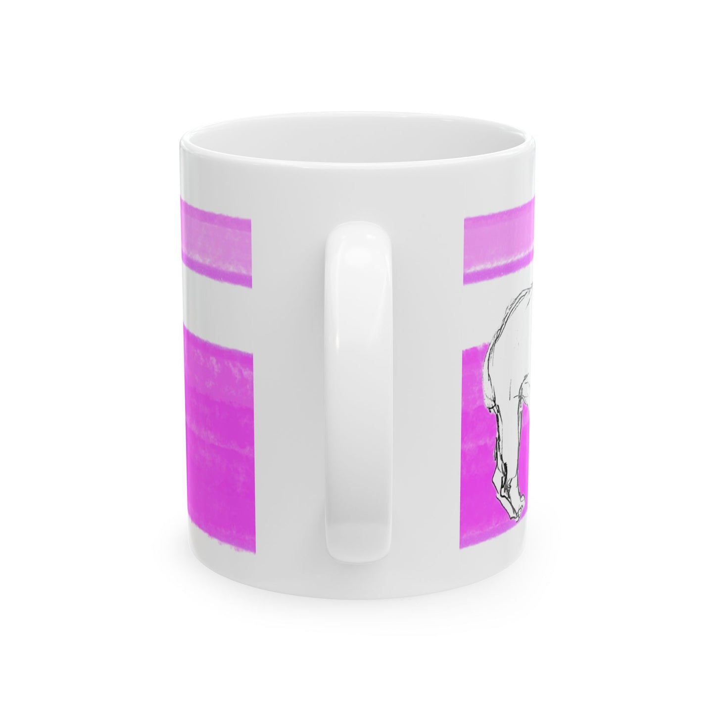 Mega Stripe Dogi Butterfly Flutter Ceramic Mug, (11oz, 15oz),  Purplish Pink, Bulldog
