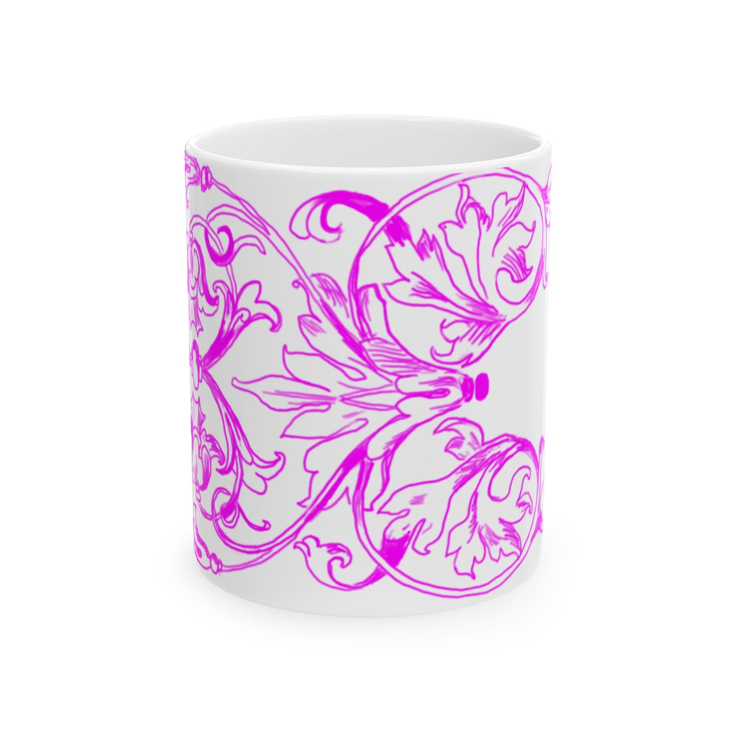 Scrollwork Ceramic Mug Raspberry