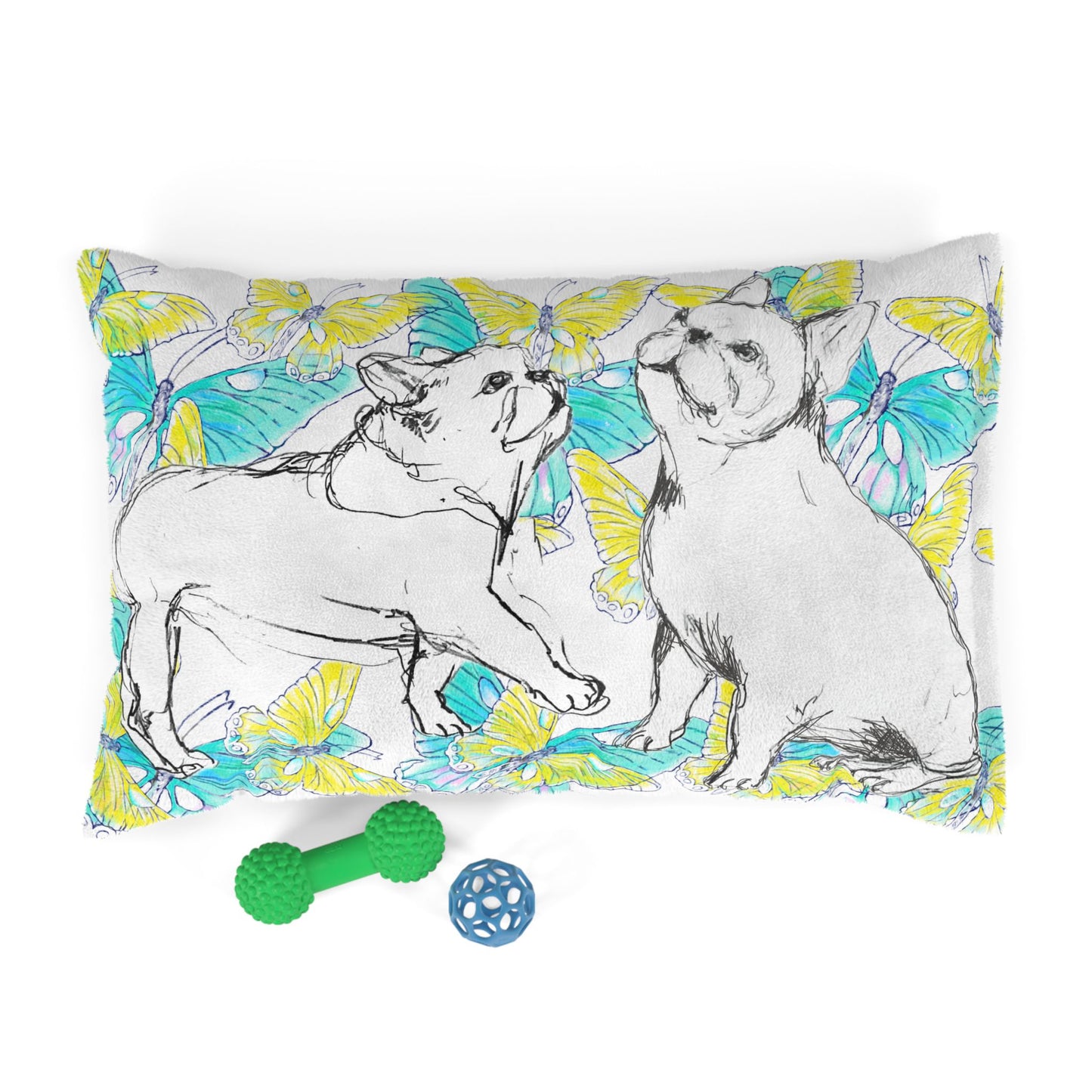Dogi Butterfly Flutter Pet Bed, Yellow and Aqua