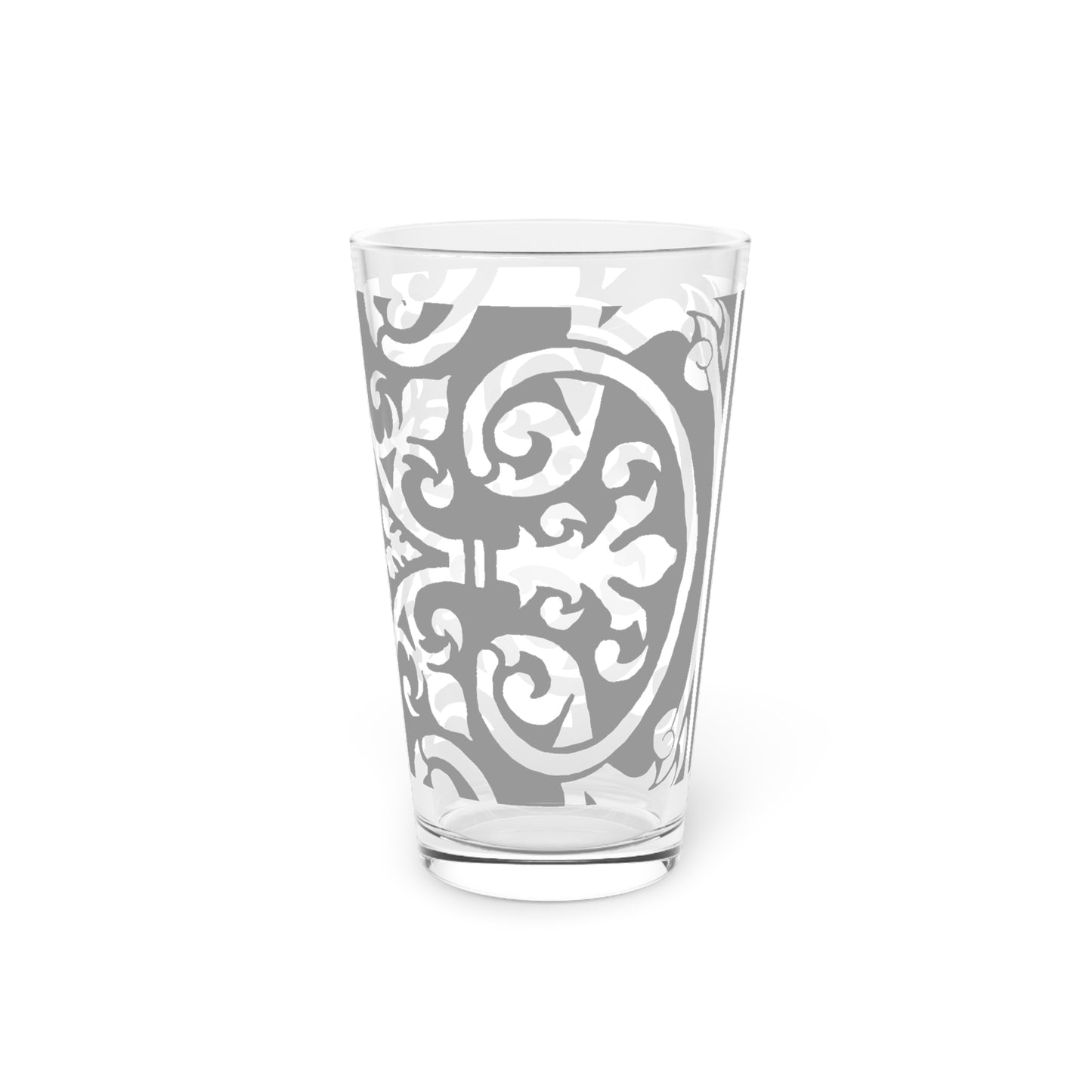 Scrollwork Pint Glass Gray