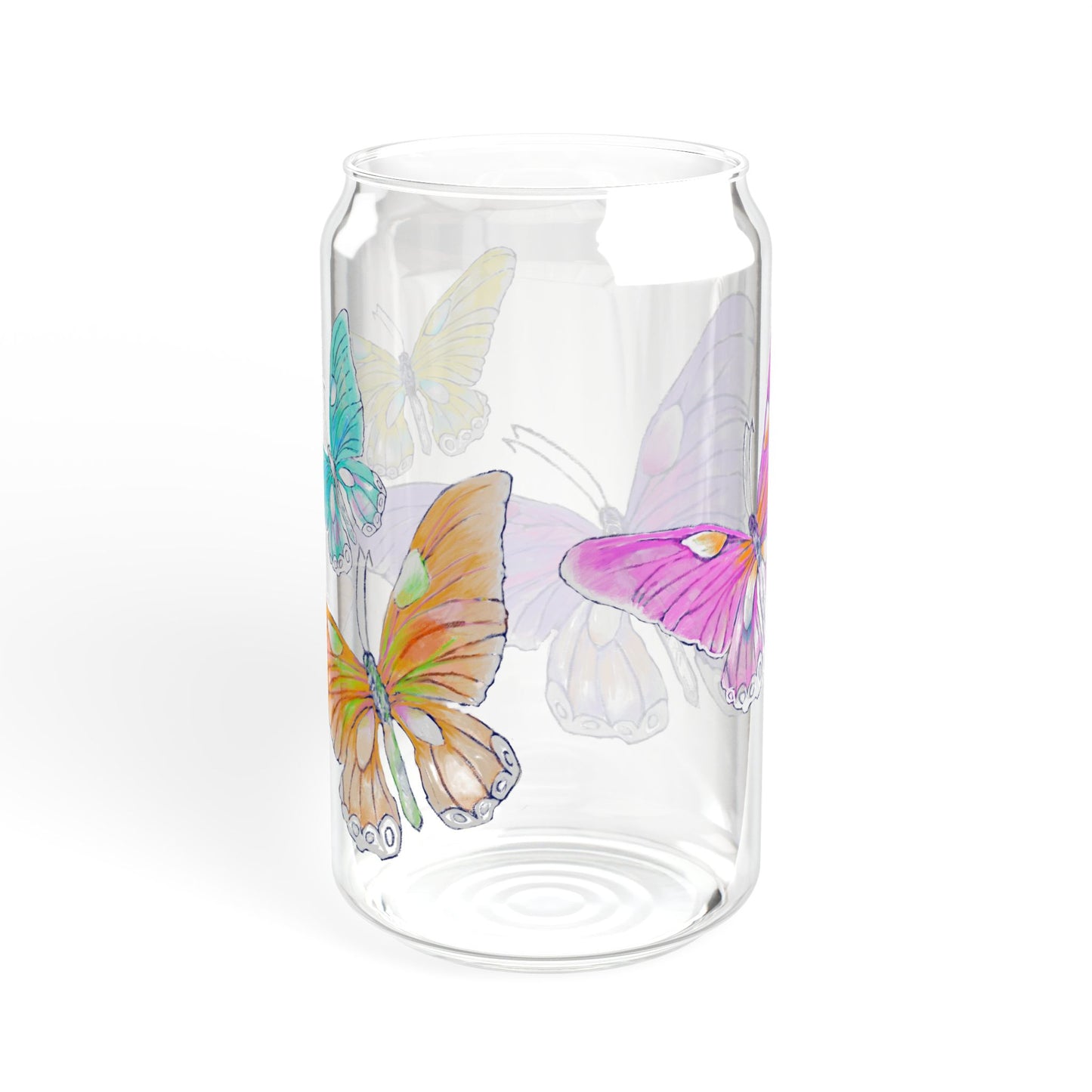 Butterfly Swing, Largest Butterfly is Lilac, Sipper Glass, 16oz, Choose With or Without lid