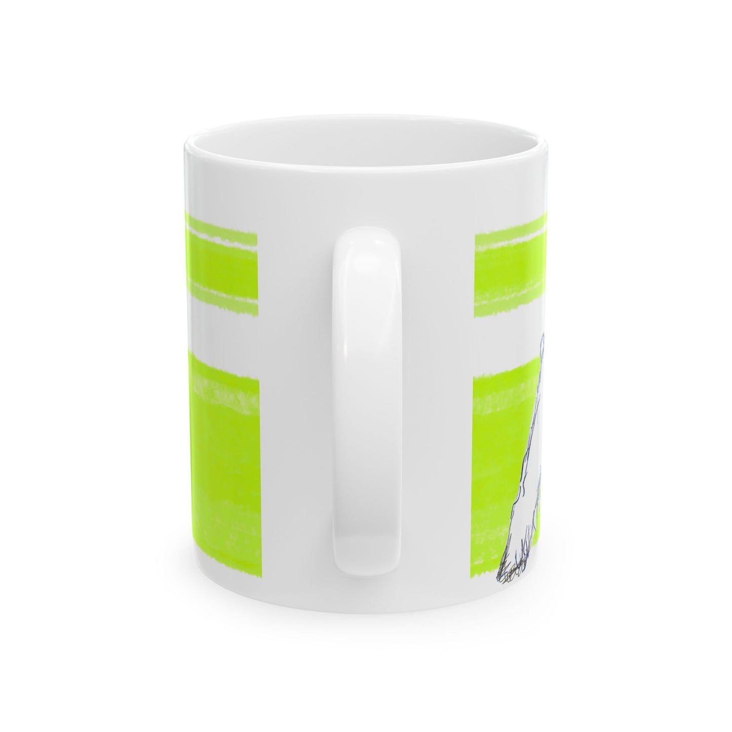 Mega Stripe Dogi Butterfly Flutter Ceramic Mug, (11oz), Lime Schnauzer