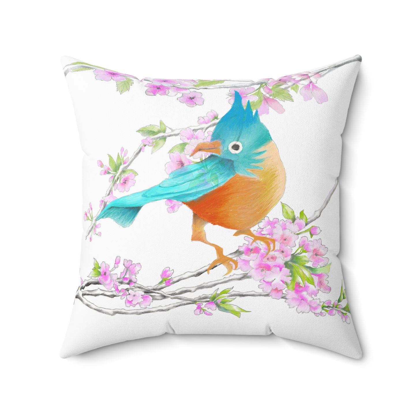 Jolly Birds Spun Polyester Square Pillow