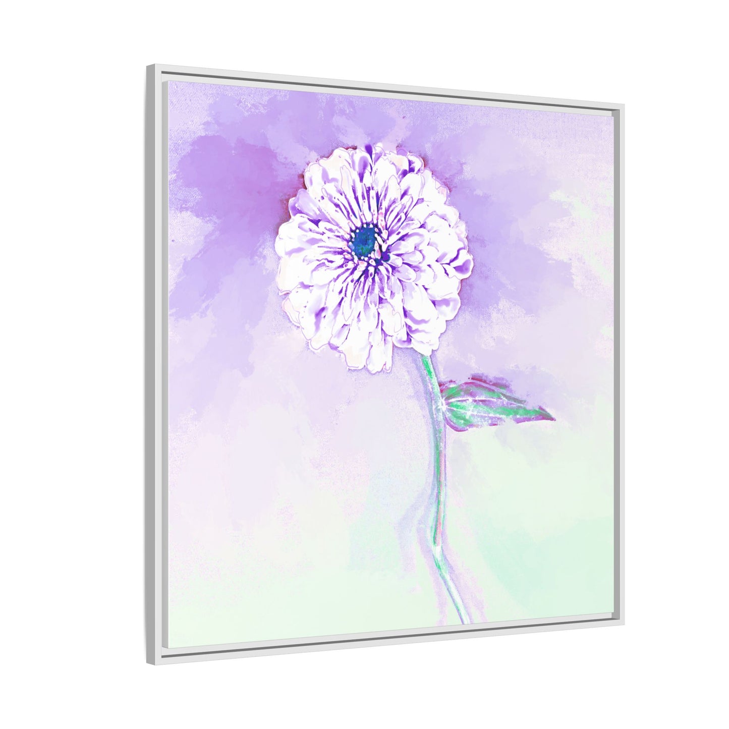 Zinnia Color Splash Matte Canvas Lilac Framed