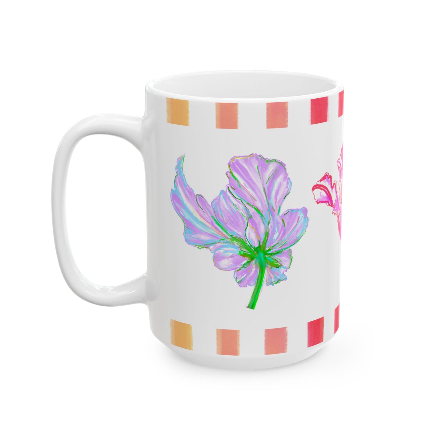 Tulip Love Ceramic Mug, (11oz, 15oz) Lilac, Aqua