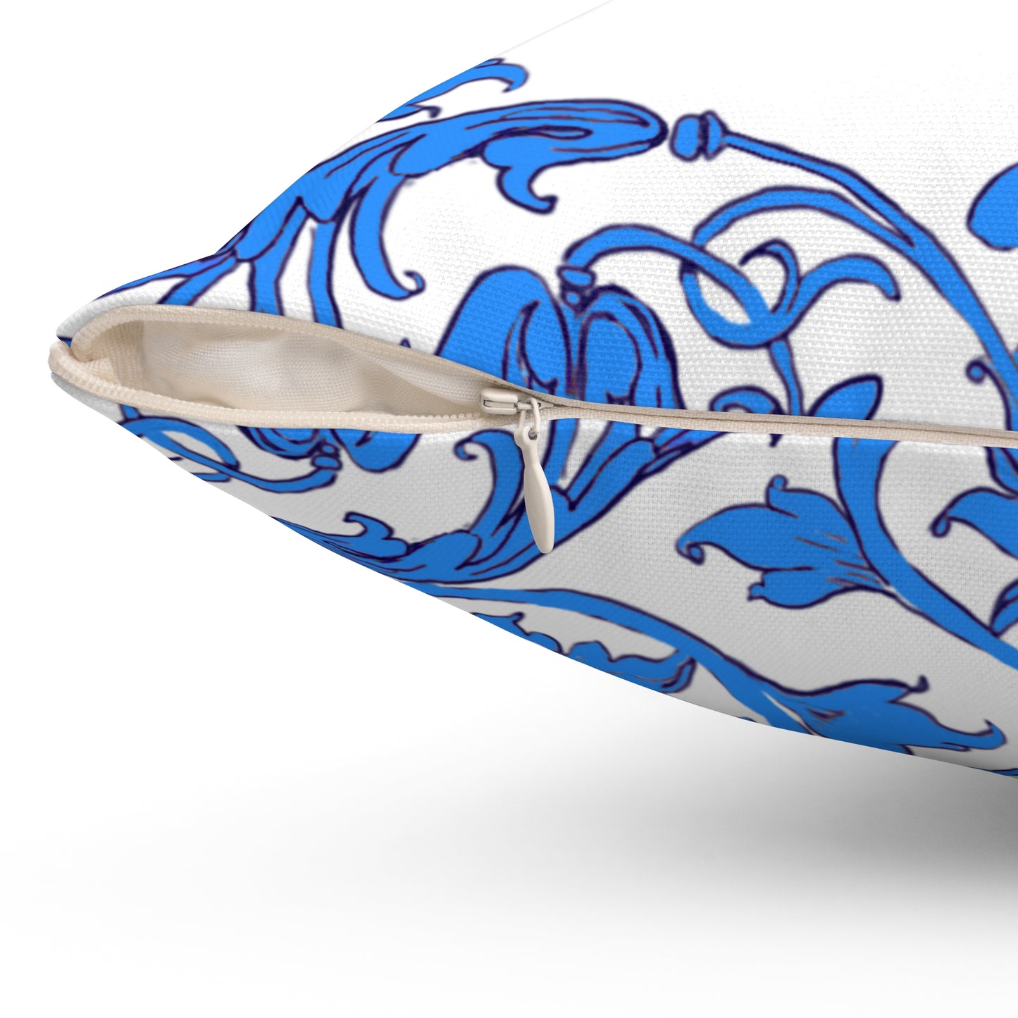 Scrollwork Polyester Square Pillow "Be Joyful..."