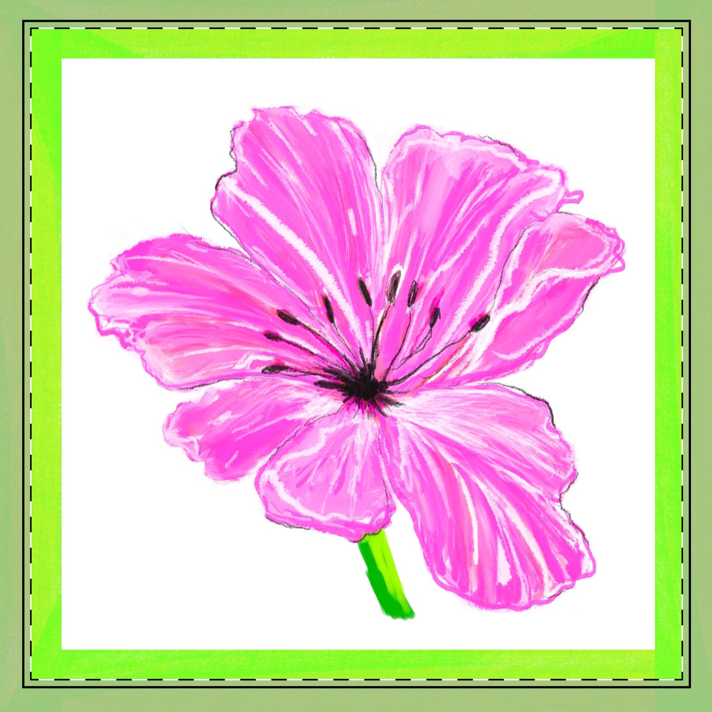 Tulip Love Poly Twill Napkin Spring Green border