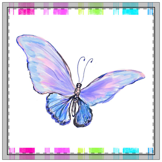 Butterfly  Jive In Blue with striped Border Napkins (set of 4), polyester