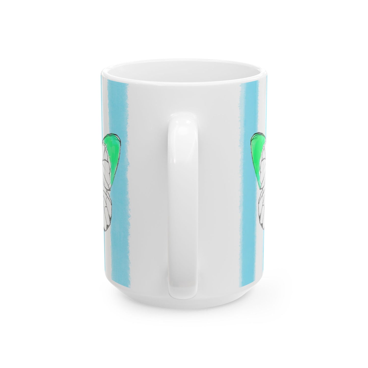 Mugs Butterfly Stripes Flutter in Light Green with Aqua Stripes