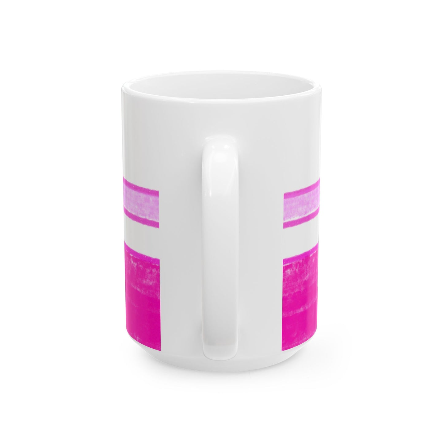 Mega Stripe Kitty Butterfly Flutter Ceramic Mug Raspberry Pink