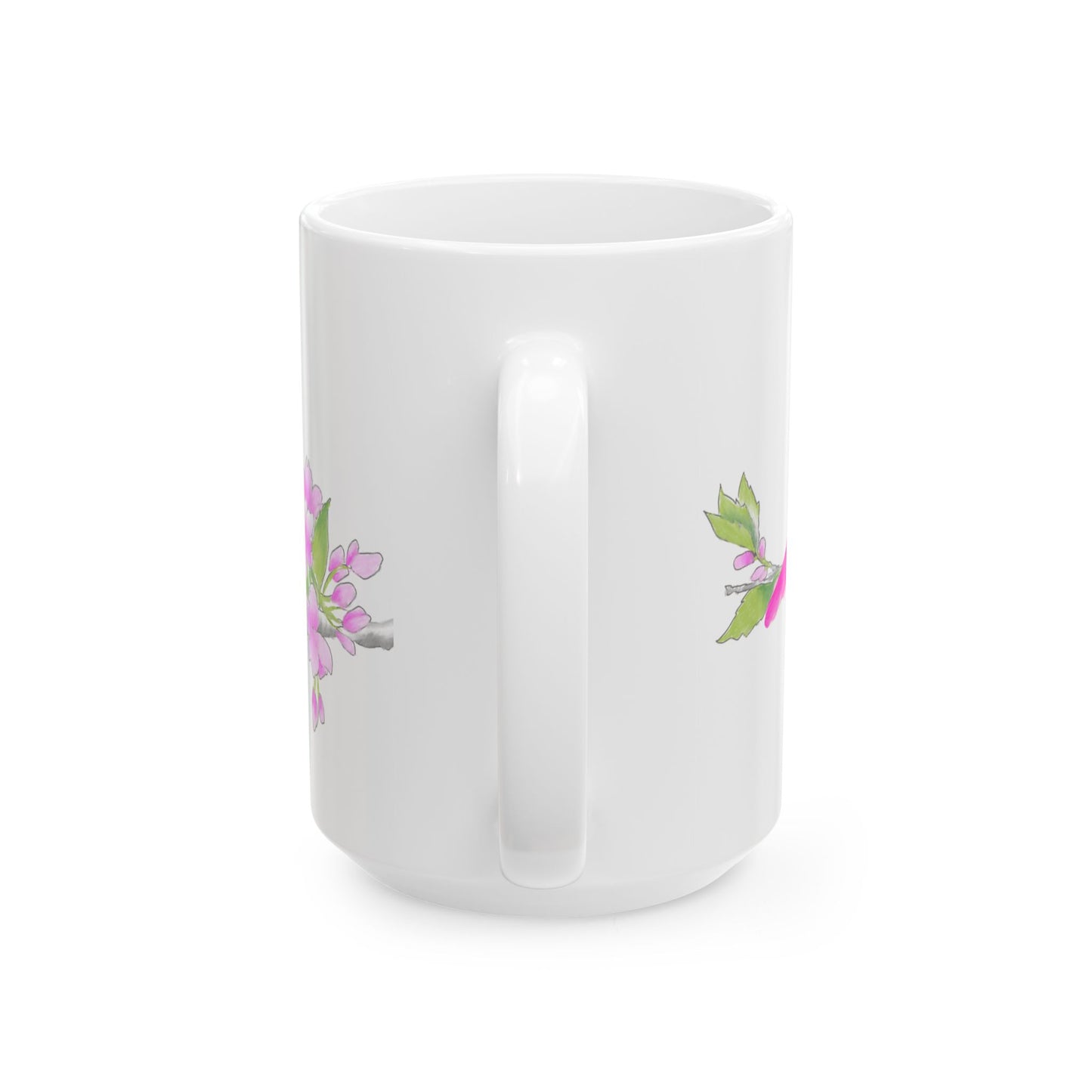 Jolly Birds Ceramic Mug, (11oz, 15oz), fuchsia and Yellow