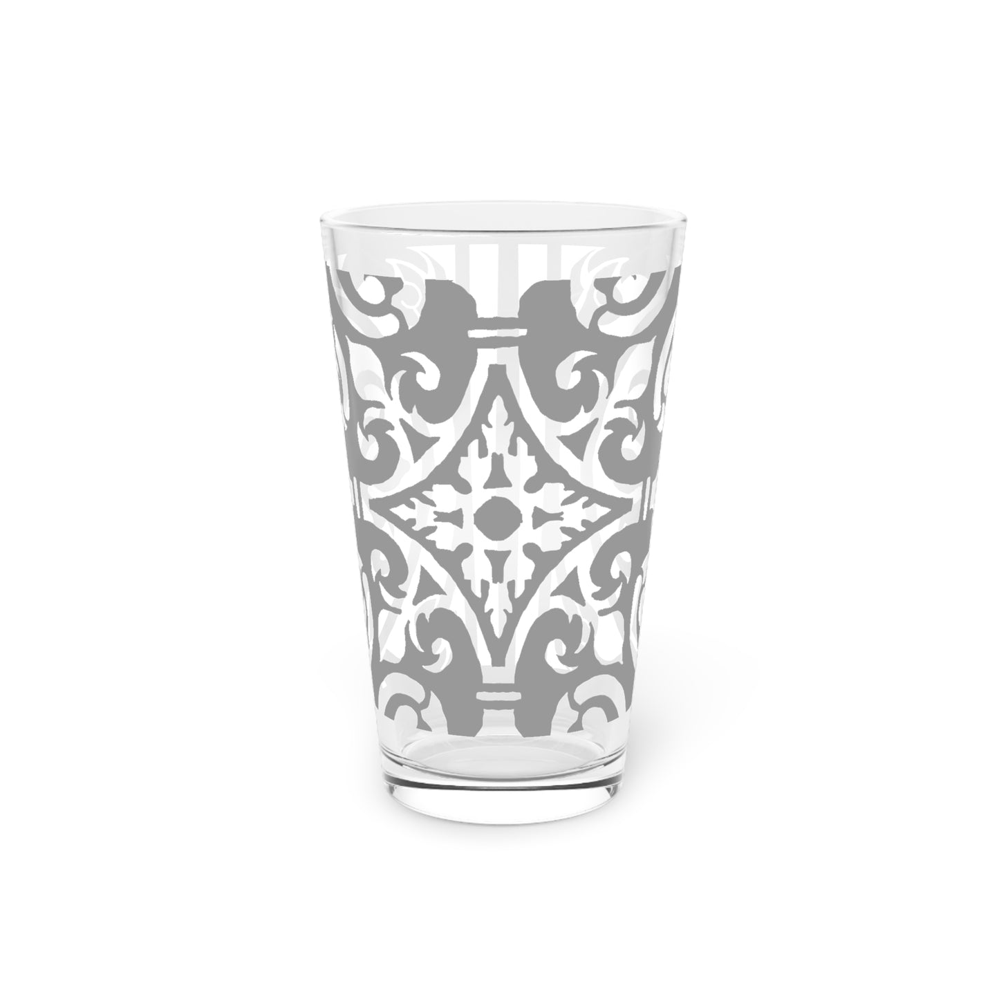 Scrollwork Pint Glass Gray