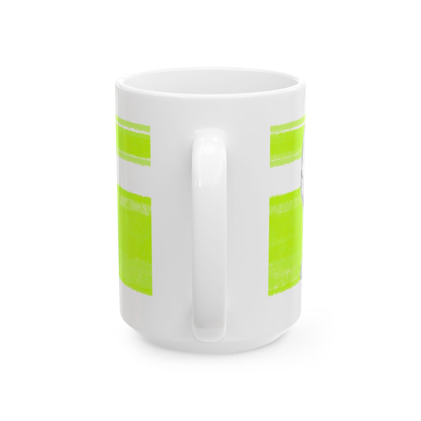 Mega Stripe Dogi Butterfly Flutter Ceramic Mug, (11oz, 15oz), Lime Cocker Spaniel