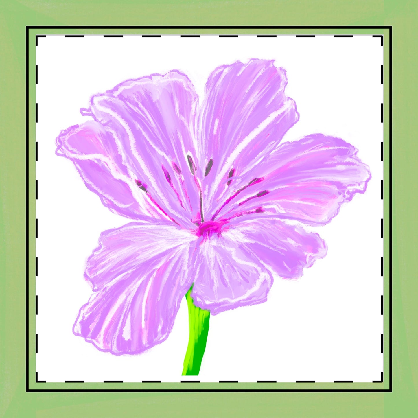 Tulip Love Poly Twill Napkin Spring Green border