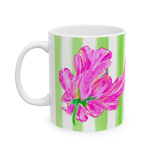 Dancing Tulips Mug Lime-Green Raspberry
