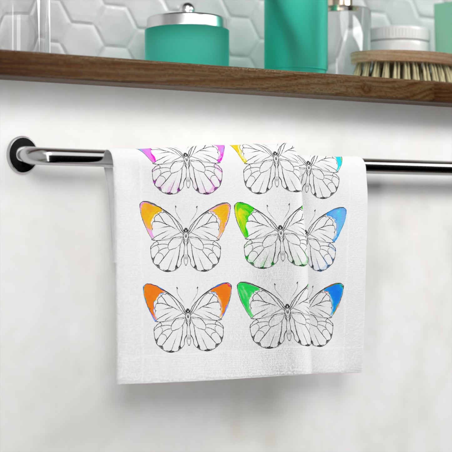 Face Towels Color Tipped Butterflies