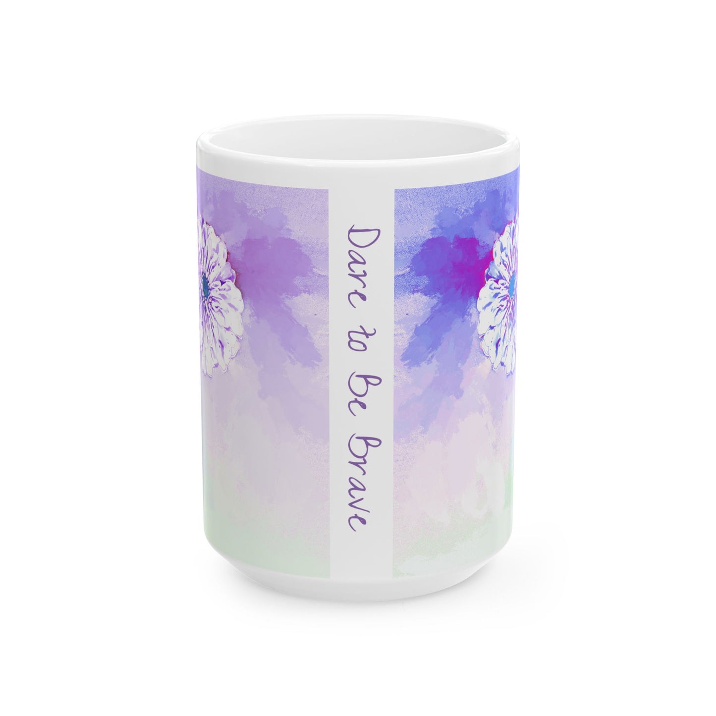 Zinnia Color Splash Mug Purple “Dare to Be Brave”