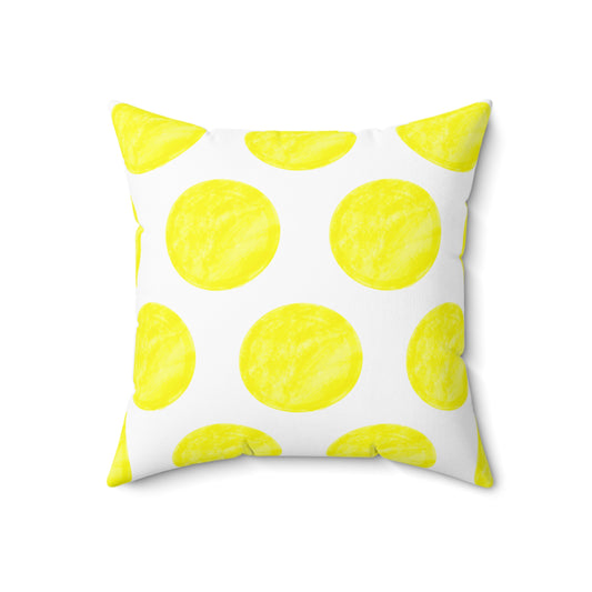 Polka Dot Palette Polyester Square Pillow yellow
