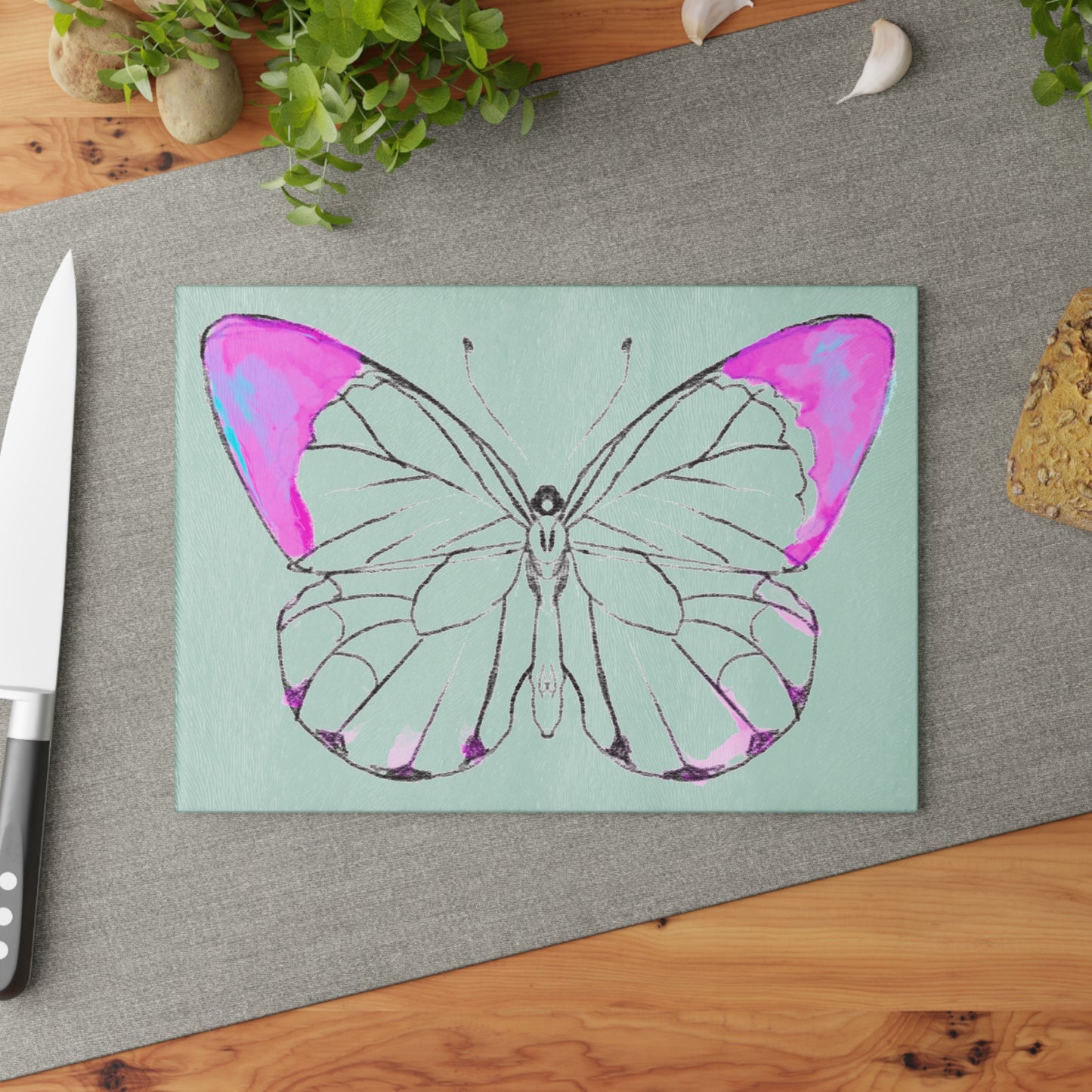 Chroma Glass Cutting Board Raspberry