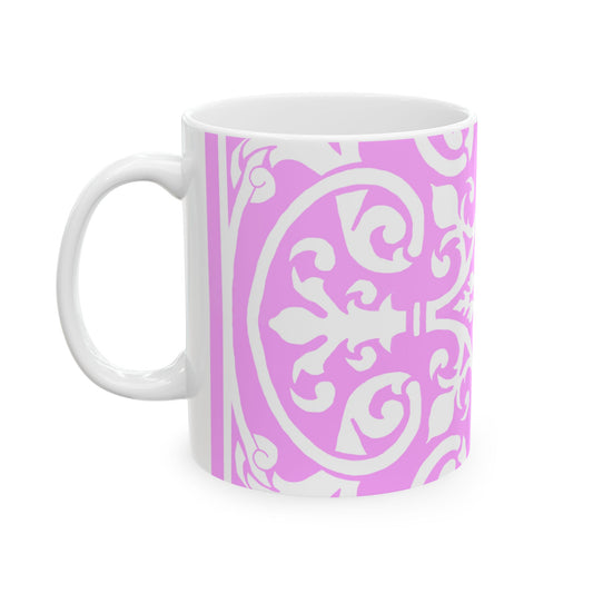 Scrollwork Ceramic Mug Pink