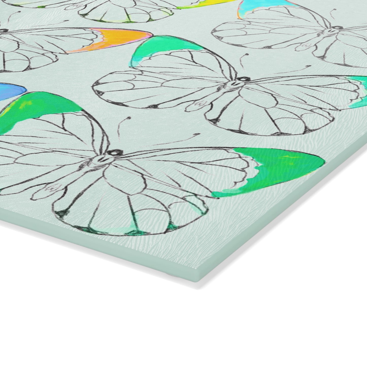 Glass Cutting Boards Rainbow Butterflies