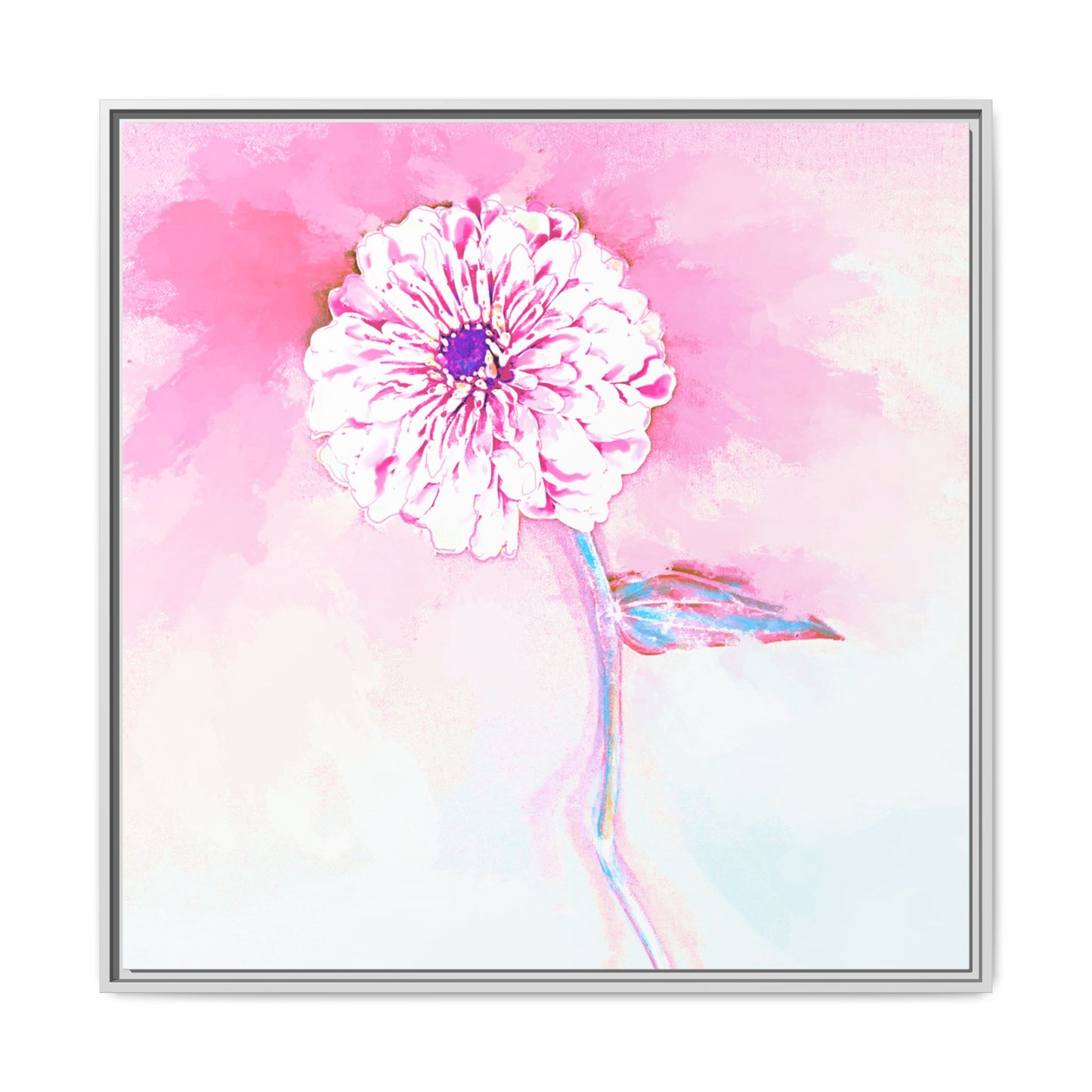 Zinnia Color Splash Matte Canvas Light Pink Framed