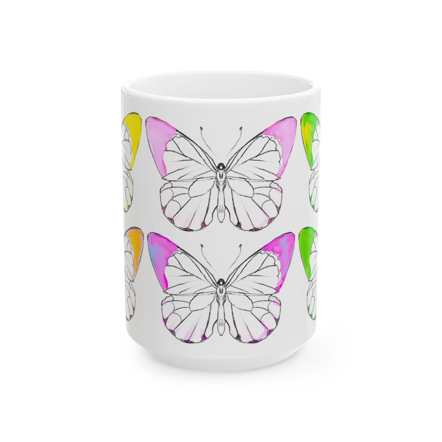 Chroma Ceramic Mug, (11oz, 15oz) yellow pink green