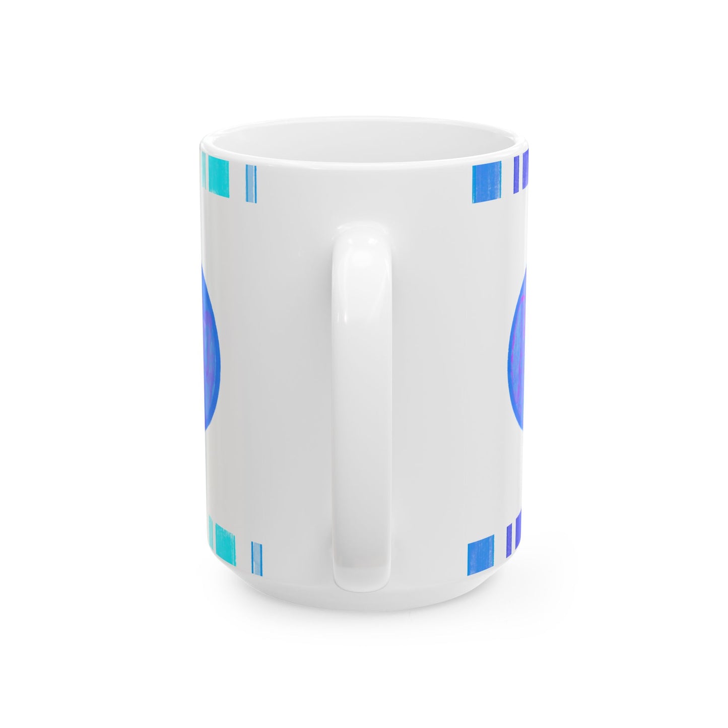 Mega Dot & Stripes Royal Ceramic Mug, (11oz, 15oz)