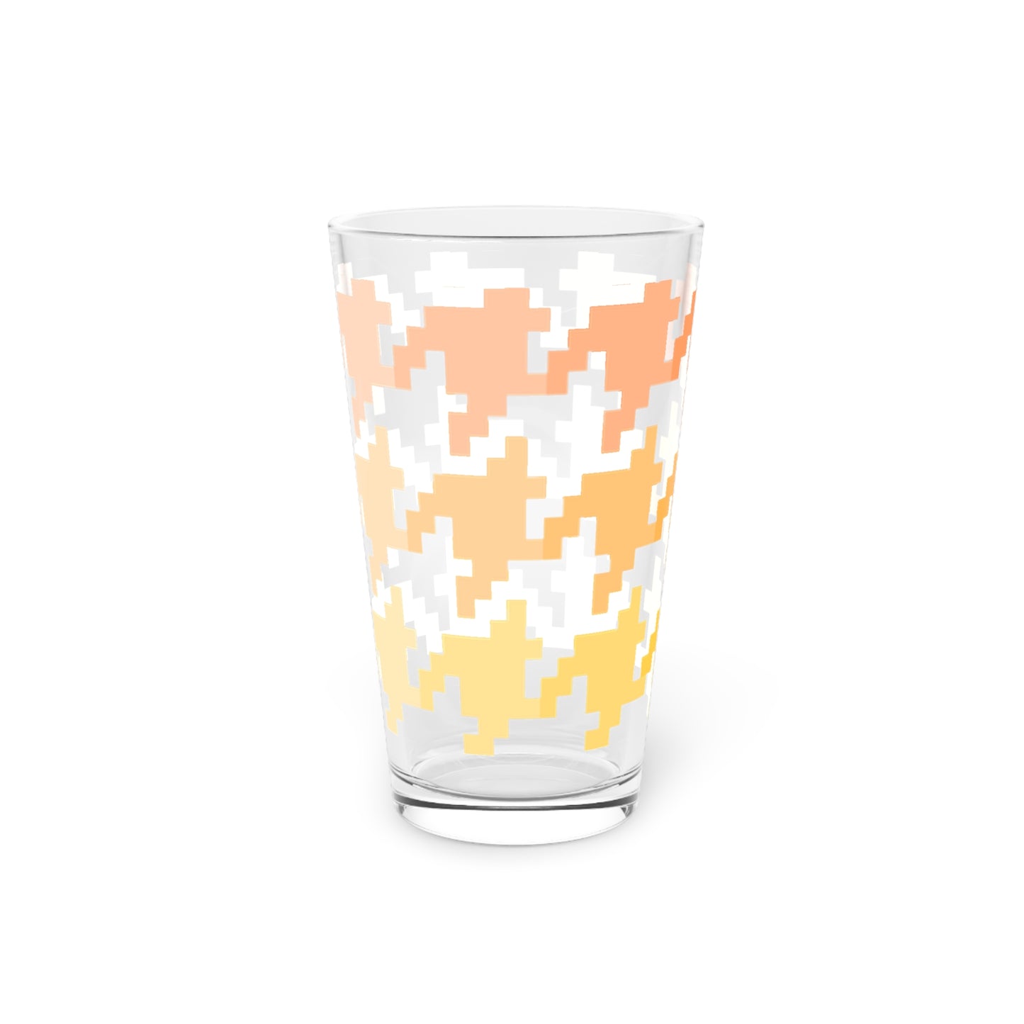Houndstooth Fun in Orange Pint Glass, 16oz