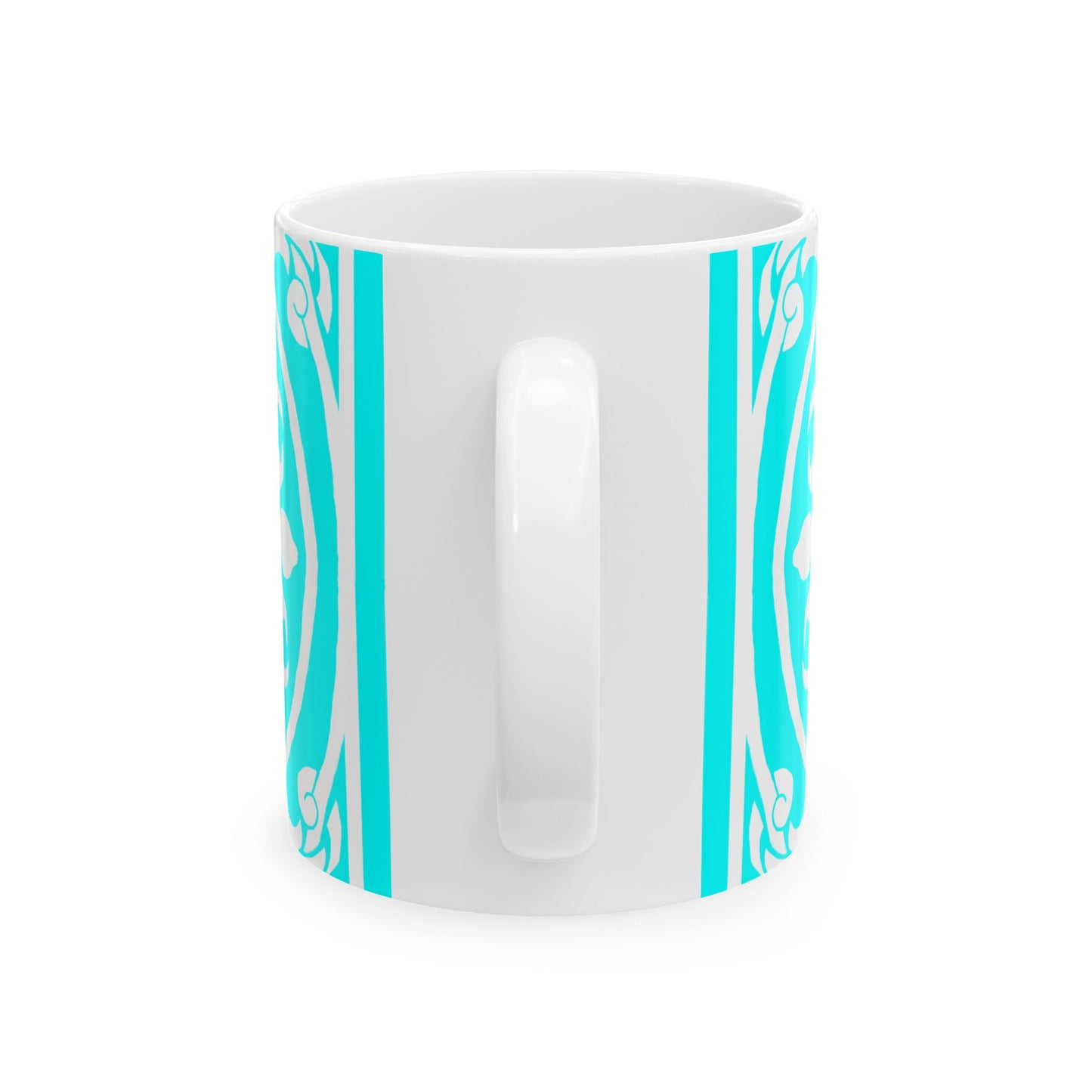 Scrollwork Ceramic Mug Aqua