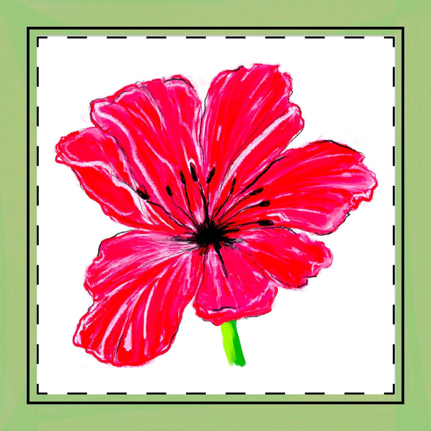 Tulip Love Poly Twill Napkin Spring Green border