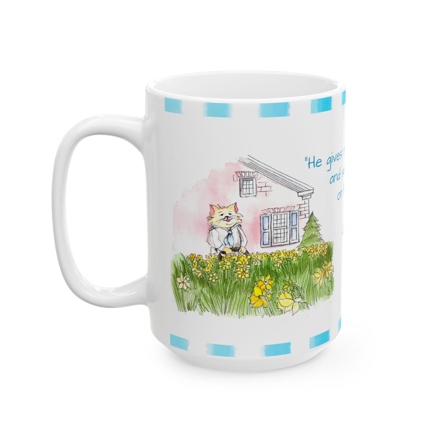 Kitty Fun Mug “He gives rain…”