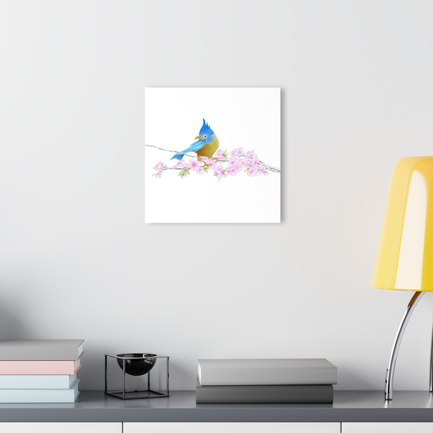 Jolly Birds Acrylic Prints (French Cleat Hanging) blue