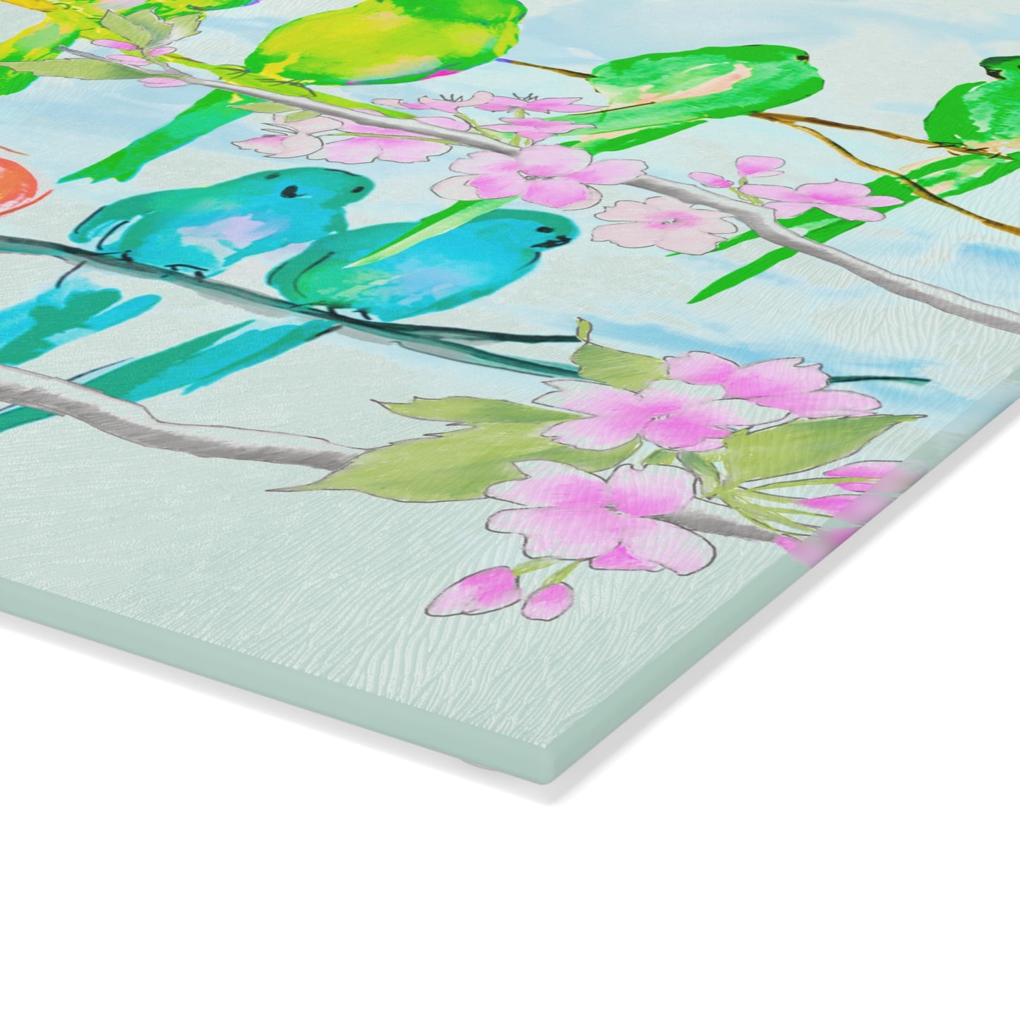 Glass Cutting Boards Birds on a Cherry Branch