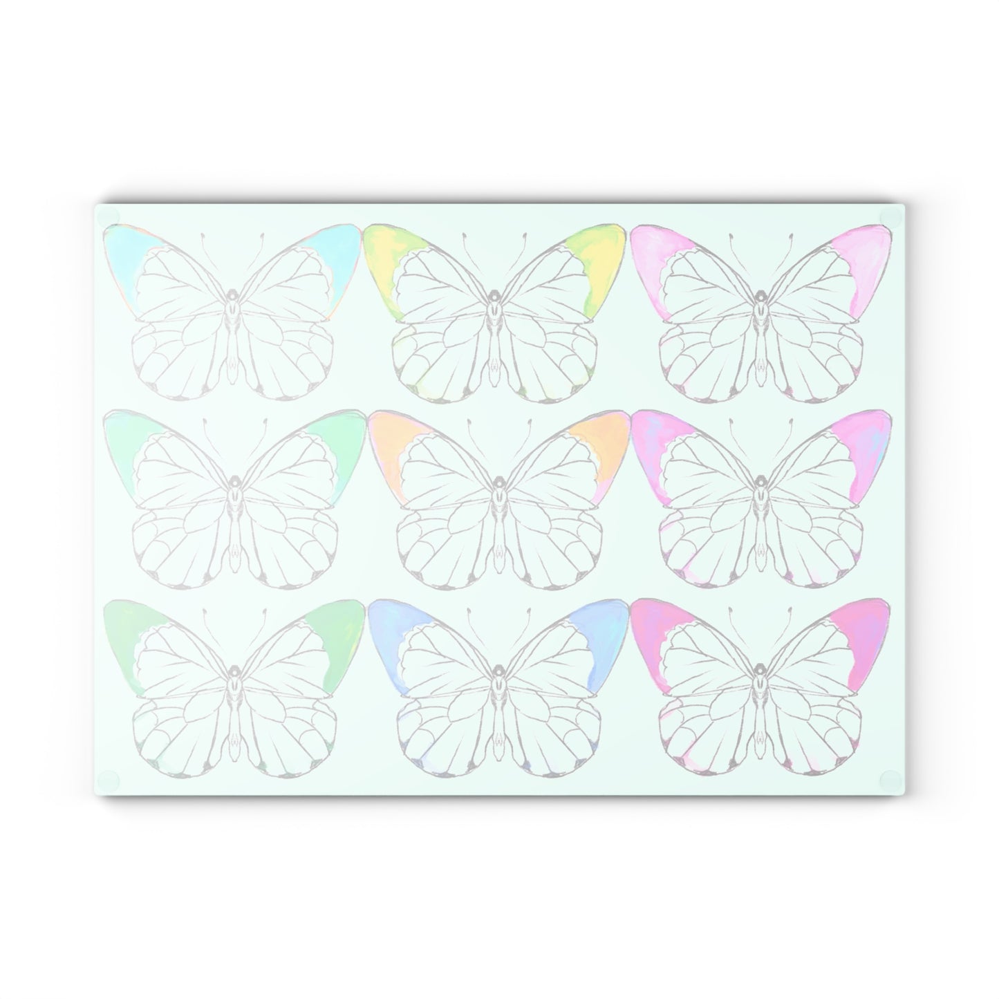 Glass Cutting Boards Rainbow Butterflies