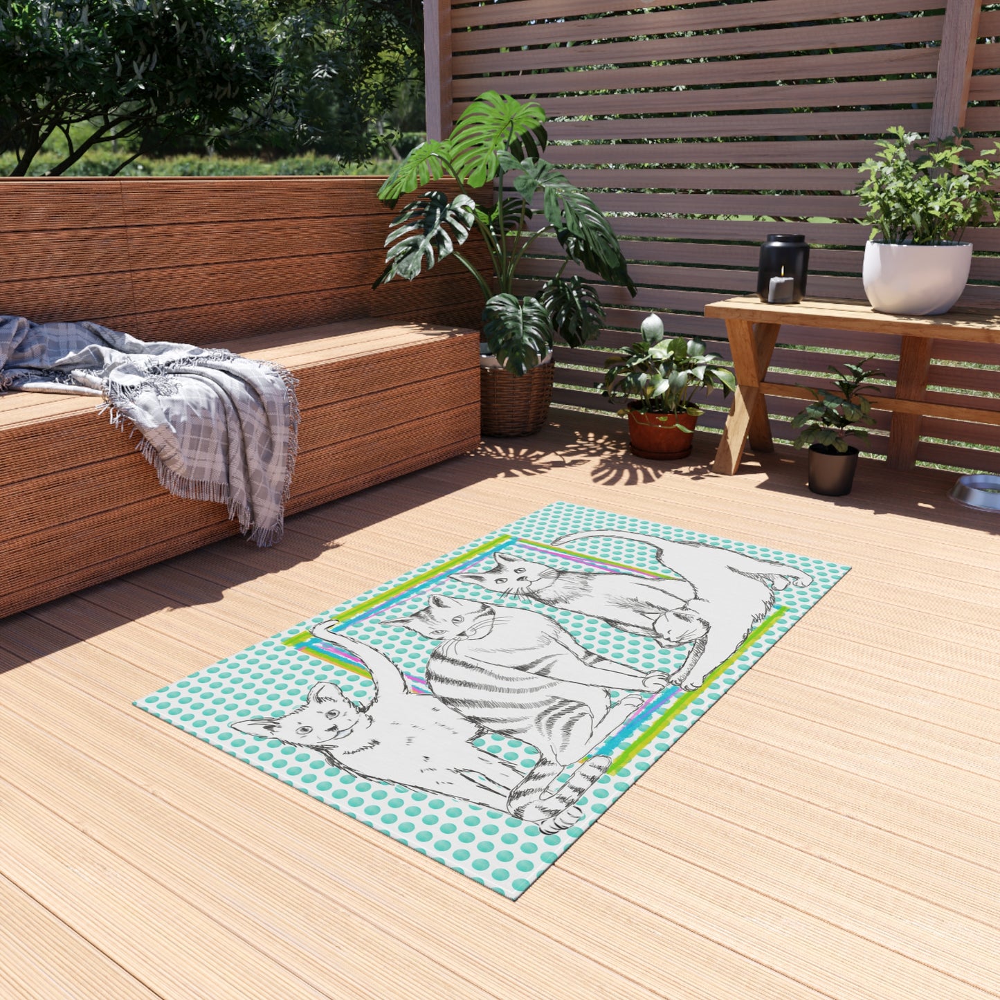 Kitty Fun indoor/Outdoor Rug aqua