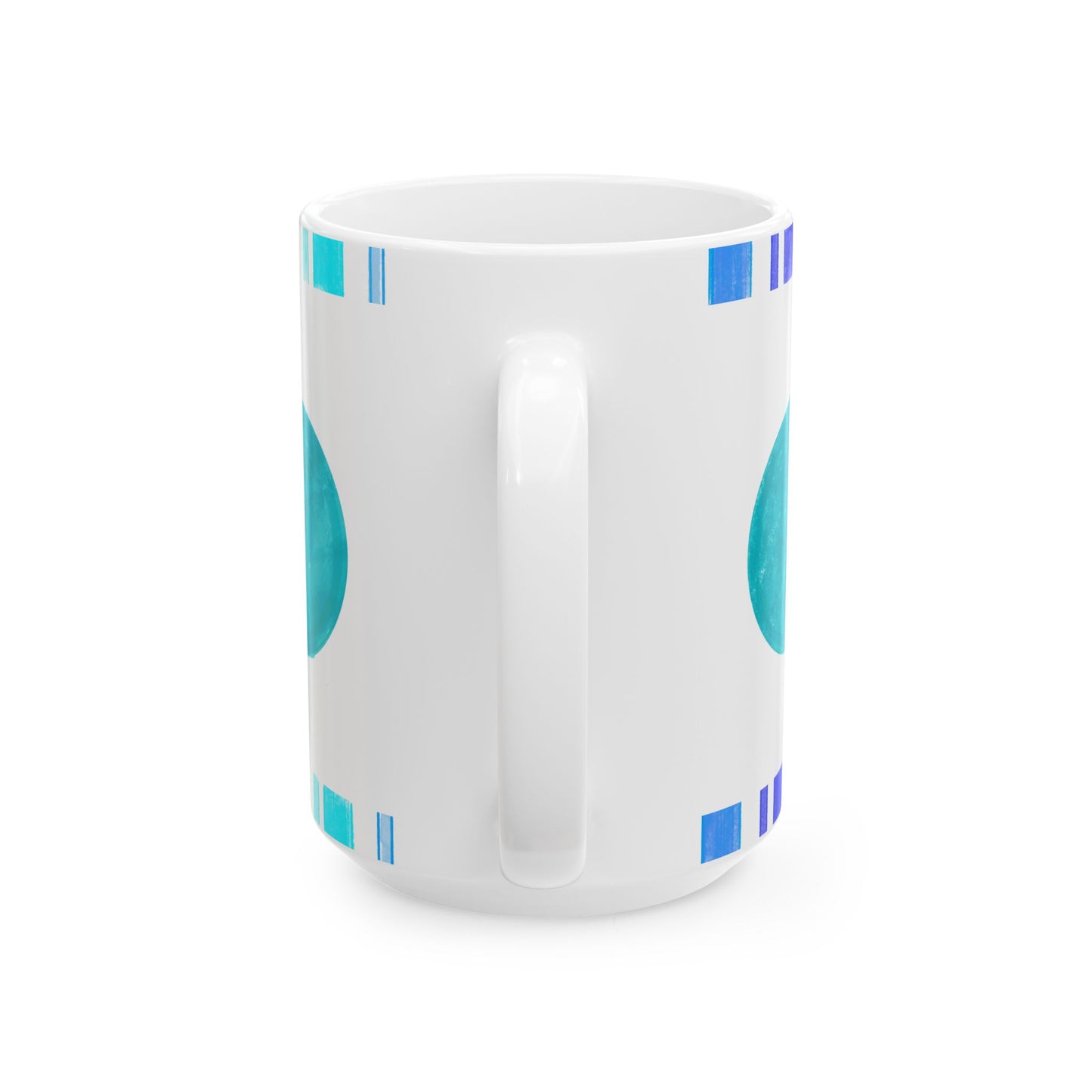 Mega Dot & Stripes Teal Ceramic Mug, (11oz, 15oz)