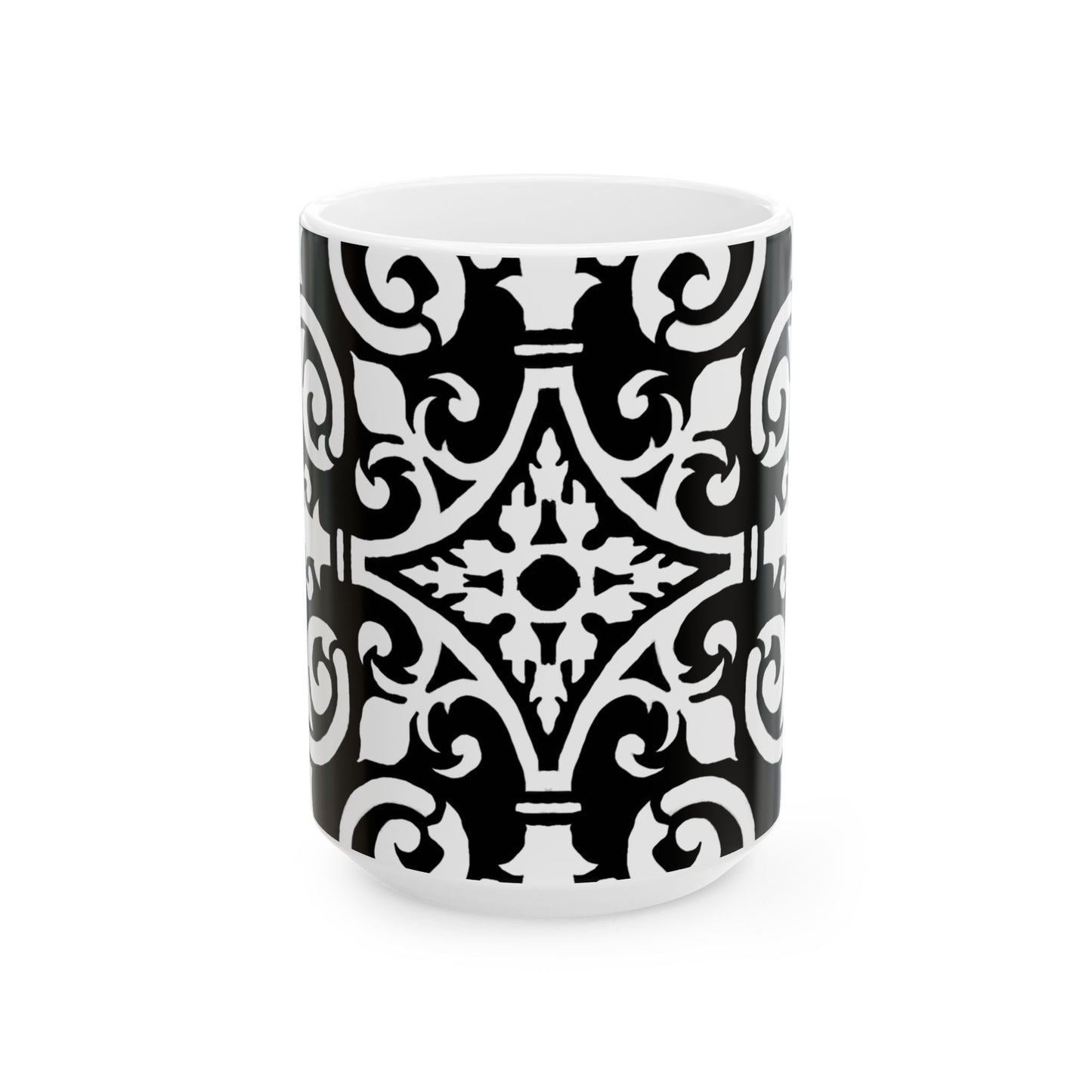 Scrollwork Ceramic Mug Black