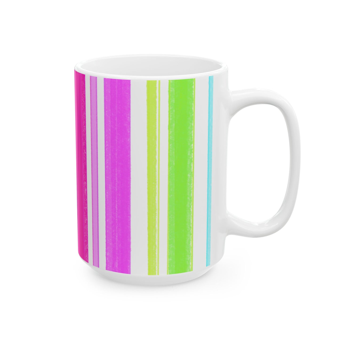 Butterfly Flutterstripe Ceramic Mug, Pink, Green, Aqua ( 2 sizes available 11oz and 15oz)