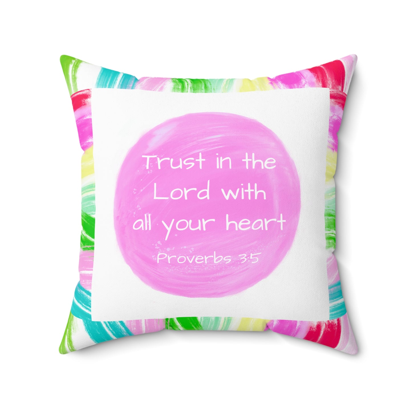 Mega Dot Polyester Square Pillow Trust in the Lord with all your heart Butterfly