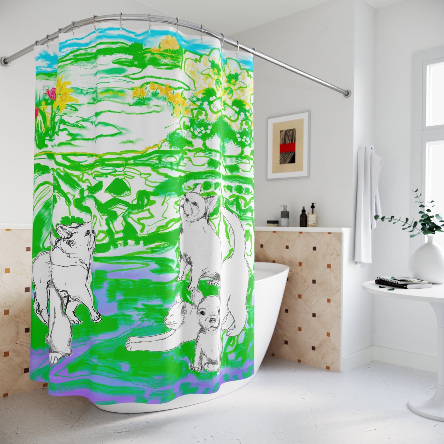 Colorful Cats and Dogs Shower Curtains
