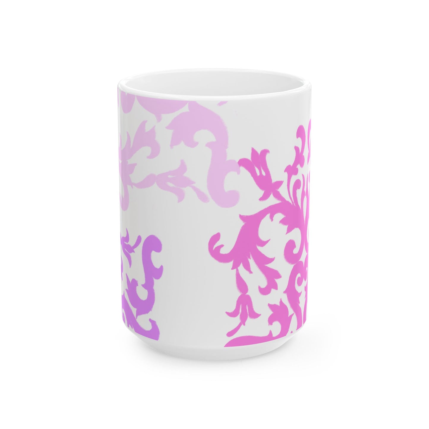 Scrollwork Ceramic Mug Pink Purple