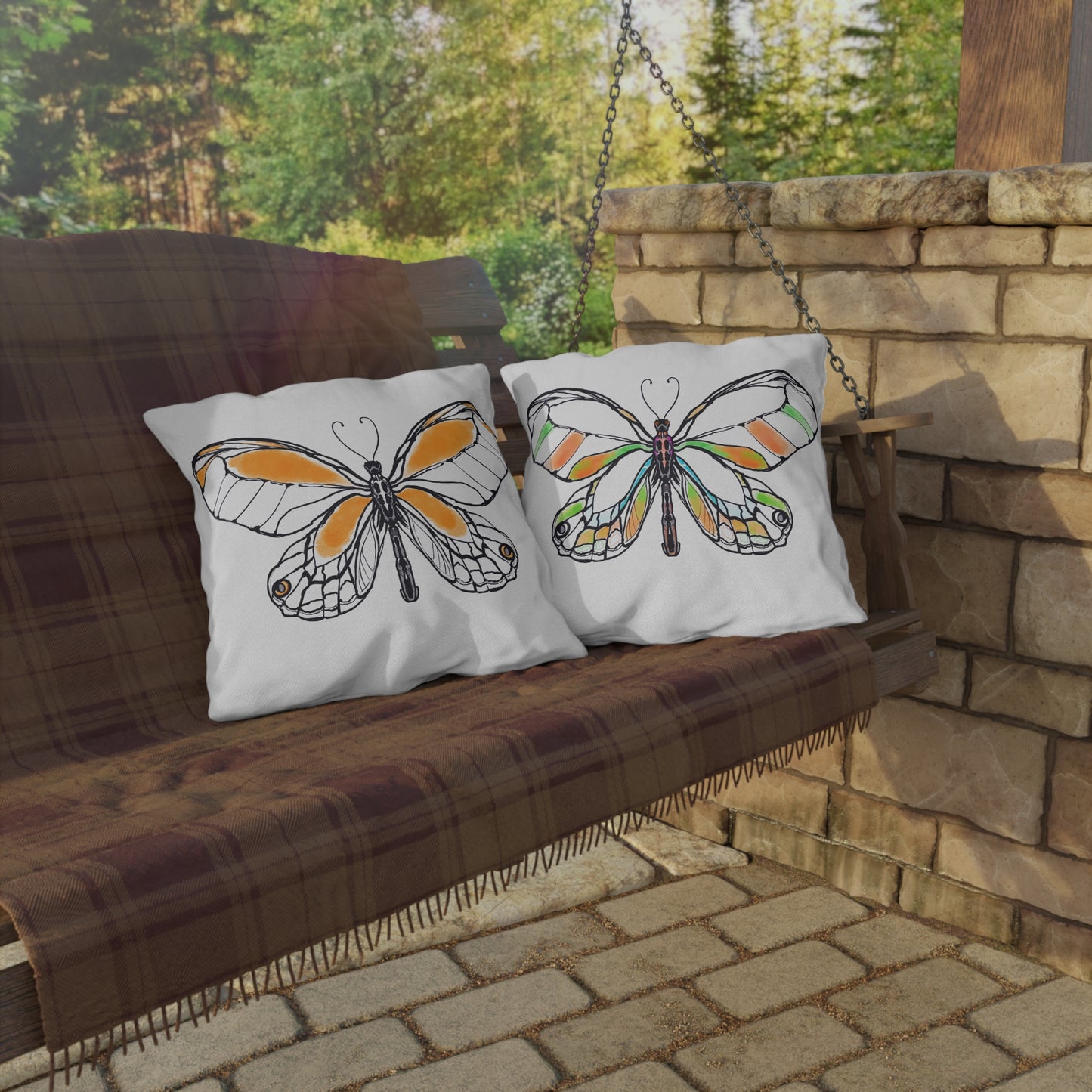 Outdoor Pillows Lulu Butterflies Orange