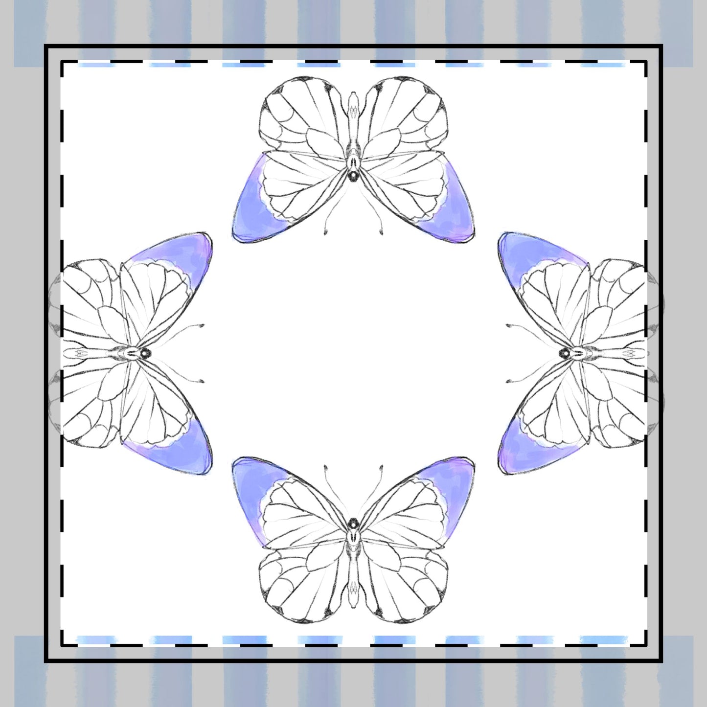 Butterfly Chroma Stripes, Cotton Twill Napkin, Periwinkle Blue, Fabric Background Cream White