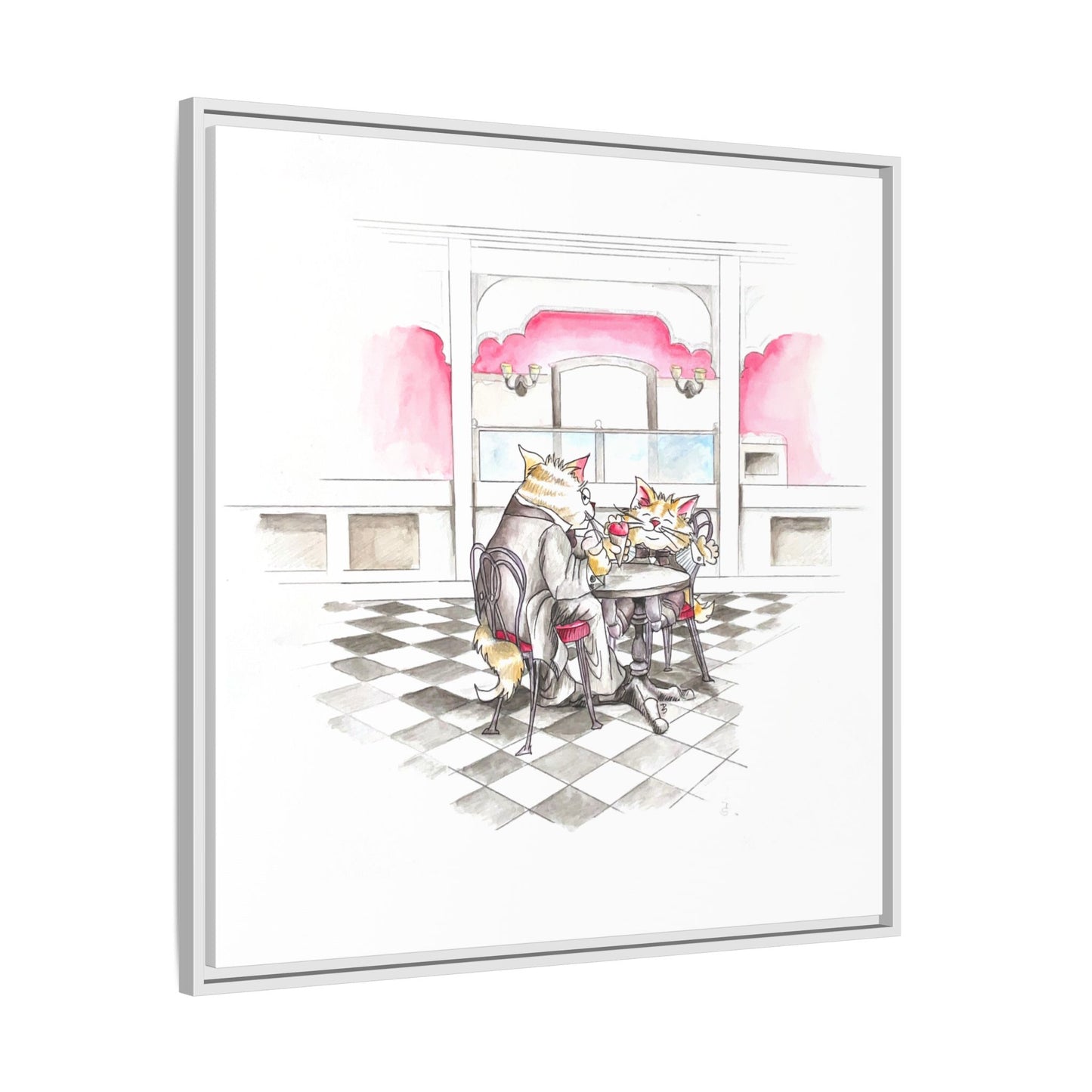 Kitty Fun Matte Canvas Framed