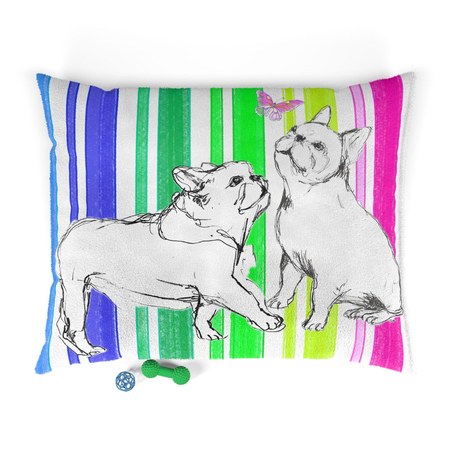 Dogi Butterfly Flutter Bed Multi Color Stripe, Bulldogs